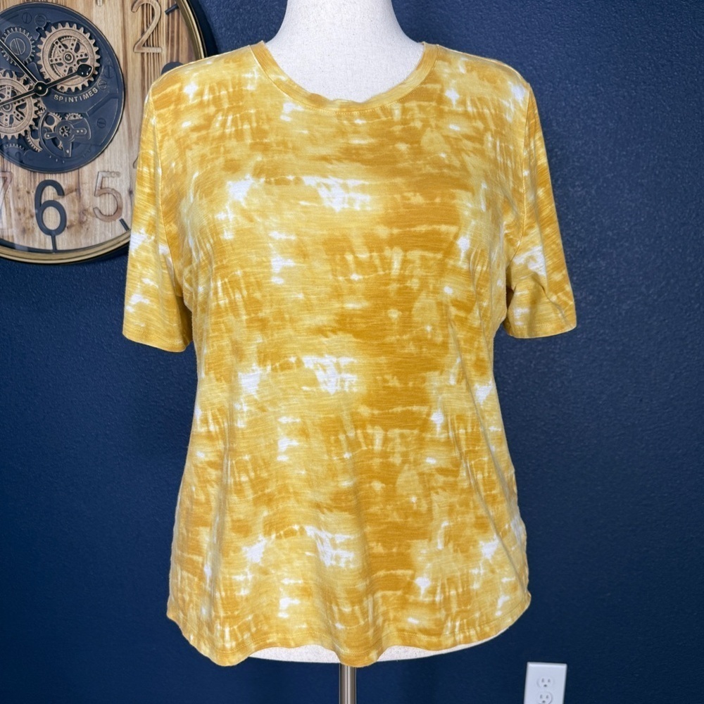Banana Republic Factory Mustard Tie-Dye Short Sleeve Malibu Slub Tee | Size XL